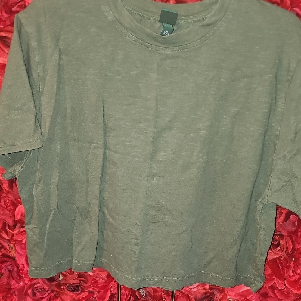 Wild Fable Olive Green Crop Tee Size XLarge